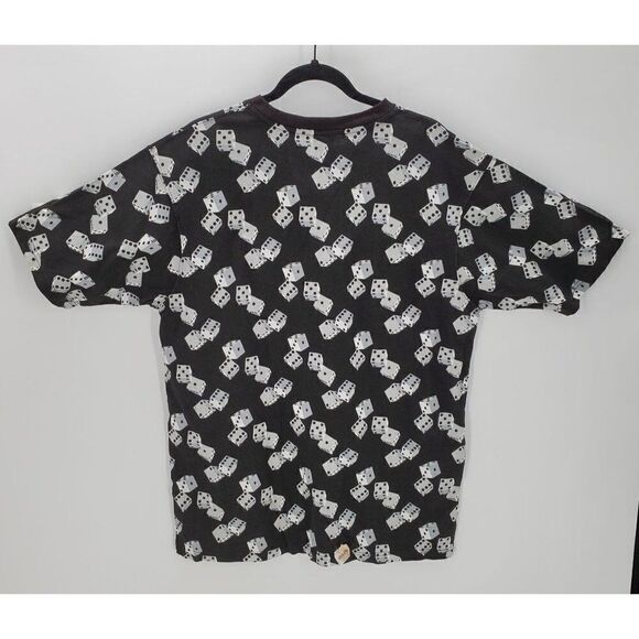 Gold Label Mens T Shirt Top Short Sleeve Dice Pattern Black White Large READ - Picture 4 of 9
